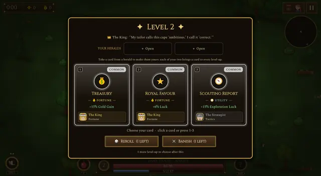 The level-up choice of herald cards
